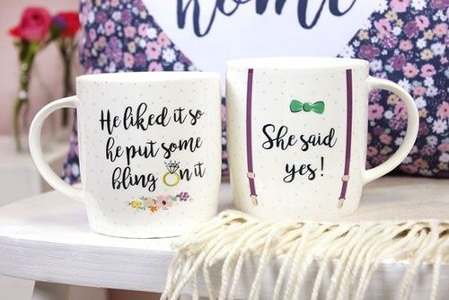 Set of 2 She Said Yes Mugs | Inspired Creative Gifts | UK Supplier