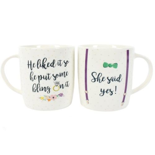 Set of 2 She Said Yes Mugs | Inspired Creative Gifts | UK Supplier