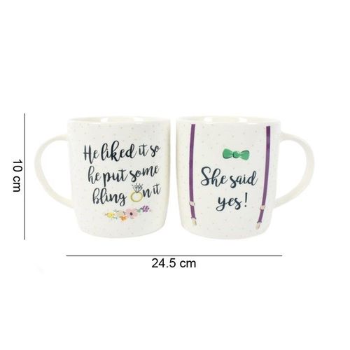 Set of 2 She Said Yes Mugs | Inspired Creative Gifts | UK Supplier