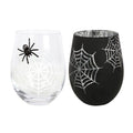 Set of 2 Spider and Web Stemless Wine Glasses | Inspired Creative Gifts | UK Supplier