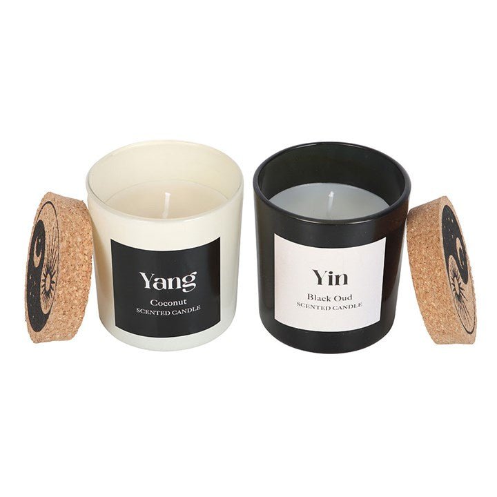 Set of 2 Yin Yang Black Oud and Coconut Candles | Inspired Creative Gifts | UK Supplier