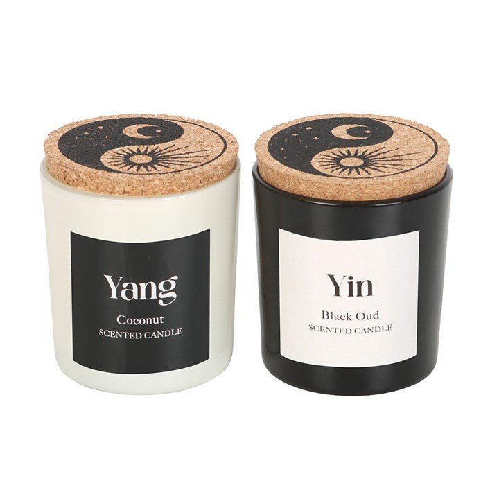 Set of 2 Yin Yang Black Oud and Coconut Candles | Inspired Creative Gifts | UK Supplier