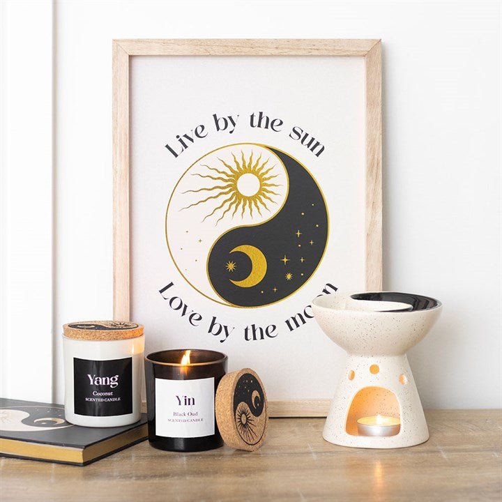 Set of 2 Yin Yang Black Oud and Coconut Candles | Inspired Creative Gifts | UK Supplier