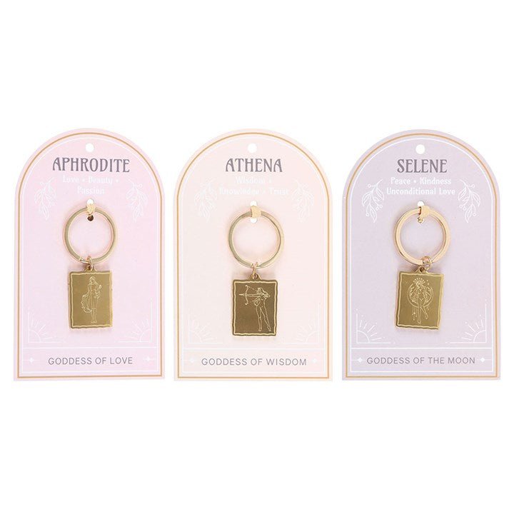 Set of 24 Goddess Talisman Keyrings on Display | Inspired Creative Gifts