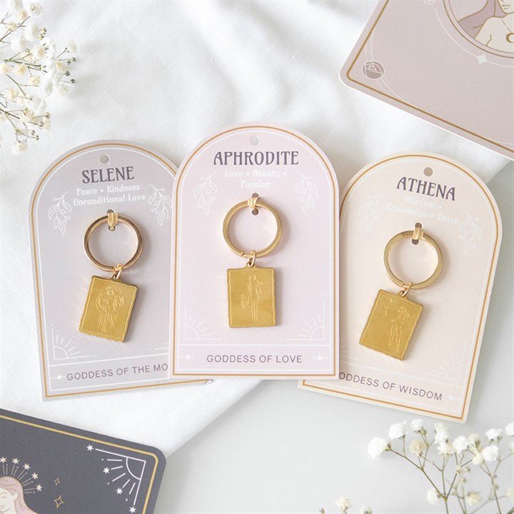 Set of 24 Goddess Talisman Keyrings on Display | Inspired Creative Gifts
