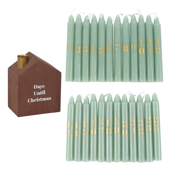 Set of 24 Mini Advent Candles with Holder | Inspired Creative Gifts | UK Supplier