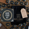 Set of 25 Black Onyx Viking Rune Stones | Inspired Creative Gifts | UK Supplier