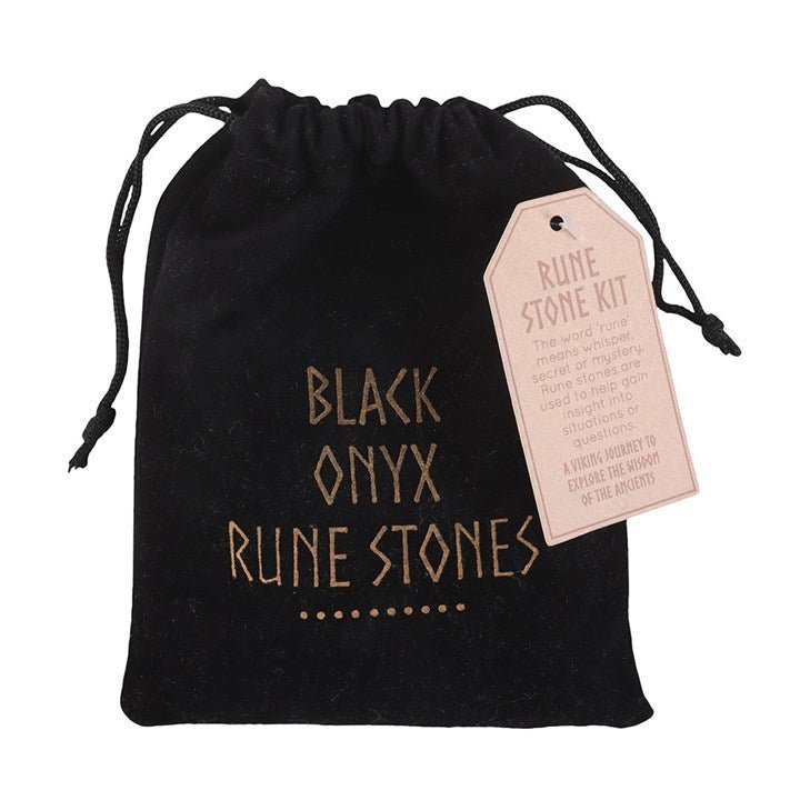 Set of 25 Black Onyx Viking Rune Stones | Inspired Creative Gifts | UK Supplier
