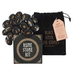 Set of 25 Black Onyx Viking Rune Stones | Inspired Creative Gifts | UK Supplier