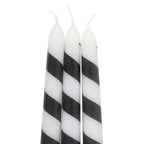 Set of 3 Black Candy Cane Taper Candles | Inspired Creative Gifts | UK Supplier