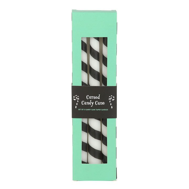Set of 3 Black Candy Cane Taper Candles | Inspired Creative Gifts | UK Supplier