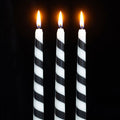 Set of 3 Black Candy Cane Taper Candles | Inspired Creative Gifts | UK Supplier