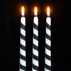 Set of 3 Black Candy Cane Taper Candles | Inspired Creative Gifts | UK Supplier