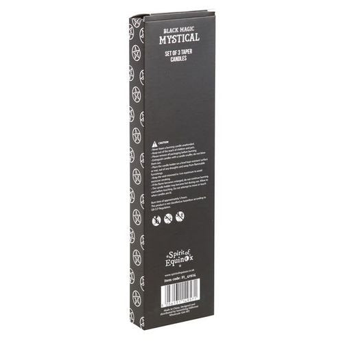 Set of 3 Black Magic Mystical Taper Candles | Inspired Creative Gifts | UK Supplier