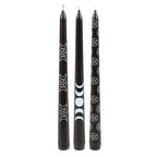 Set of 3 Black Magic Mystical Taper Candles | Inspired Creative Gifts | UK Supplier