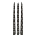 Set of 3 Black Magic Pentagram Taper Candles | Inspired Creative Gifts | UK Supplier