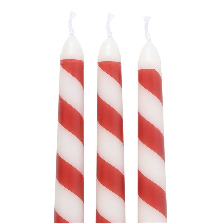 Set of 3 Candy Cane Stripe Taper Candles | Inspired Creative Gifts | UK Supplier
