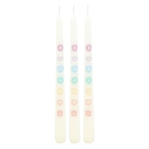 Set of 3 Chakra Balancing Taper Dinner Candles | Inspired Creative Gifts | UK Supplier