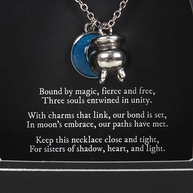 Set of 3 Coven Sisters Cauldron Charm Necklaces | Inspired Creative Gifts | UK Supplier