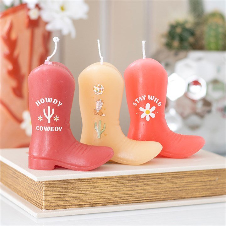 Set of 3 Cowboy Boot Candles | Inspired Creative Gifts | UK Supplier