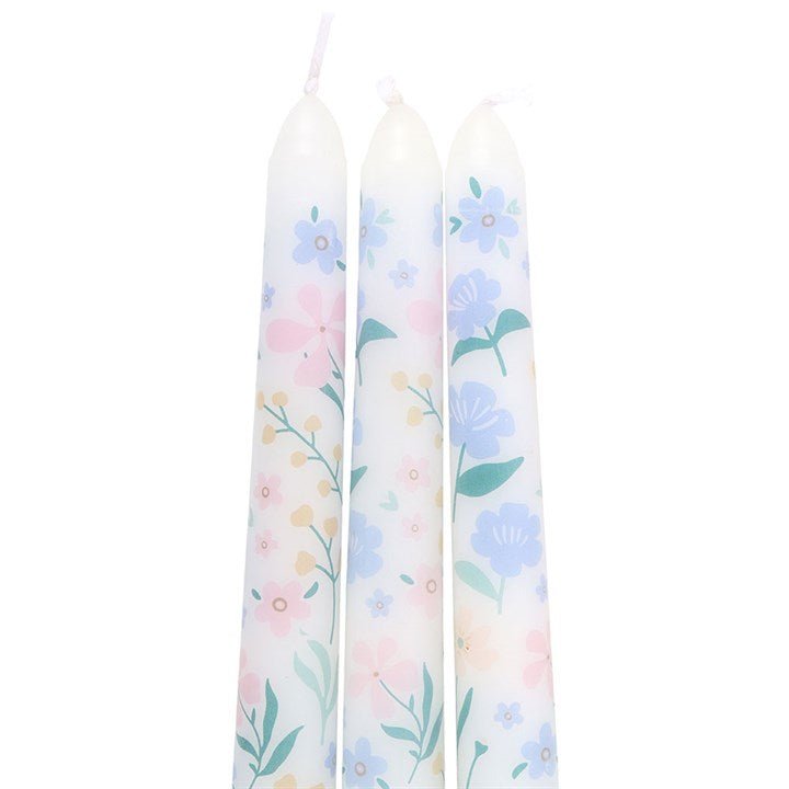 Set of 3 Ditsy Floral Taper Candles | Inspired Creative Gifts | UK Supplier