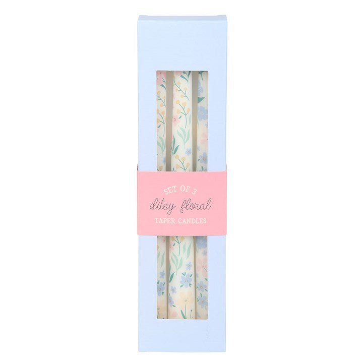 Set of 3 Ditsy Floral Taper Candles | Inspired Creative Gifts | UK Supplier