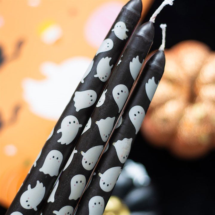 Set of 3 Ghost Print Taper Candles | Inspired Creative Gifts | UK Supplier