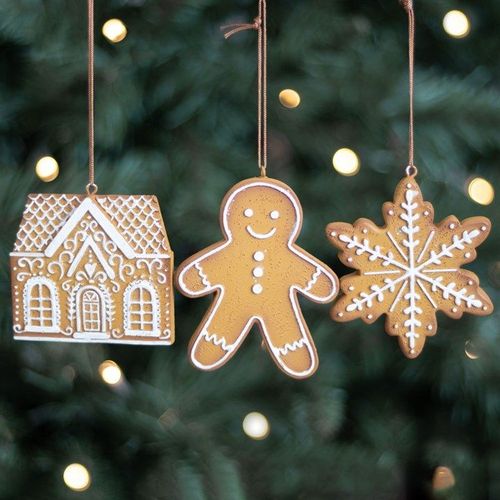 Set of 3 Hanging Gingerbread Decorations | Inspired Creative Gifts | UK Supplier