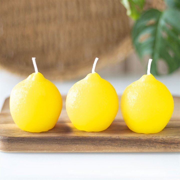 Set of 3 Lemon Shaped Candles | Inspired Creative Gifts | UK Supplier