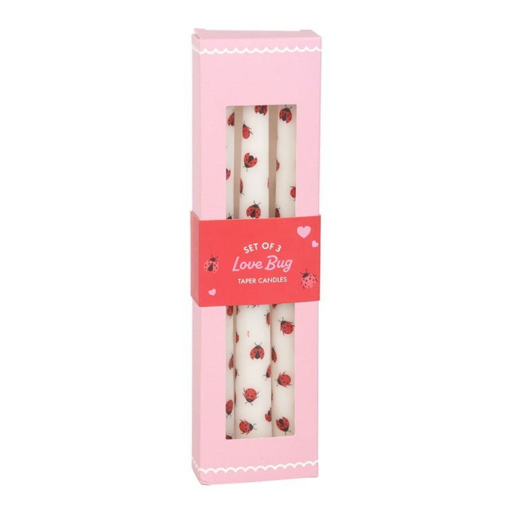 Set of 3 Love Bug Ladybird Taper Candles | Inspired Creative Gifts | UK Supplier