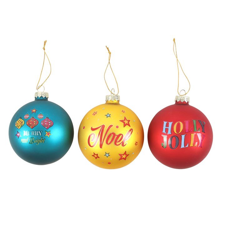 Set of 3 Nostalgic Christmas Glass Baubles | Inspired Creative Gifts | UK Supplier