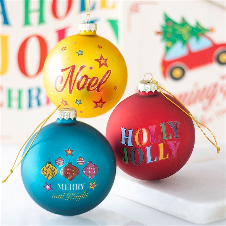 Set of 3 Nostalgic Christmas Glass Baubles | Inspired Creative Gifts | UK Supplier
