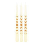 Set of 3 Off White Moon Phases Taper Dinner Candles | Inspired Creative Gifts | UK Supplier