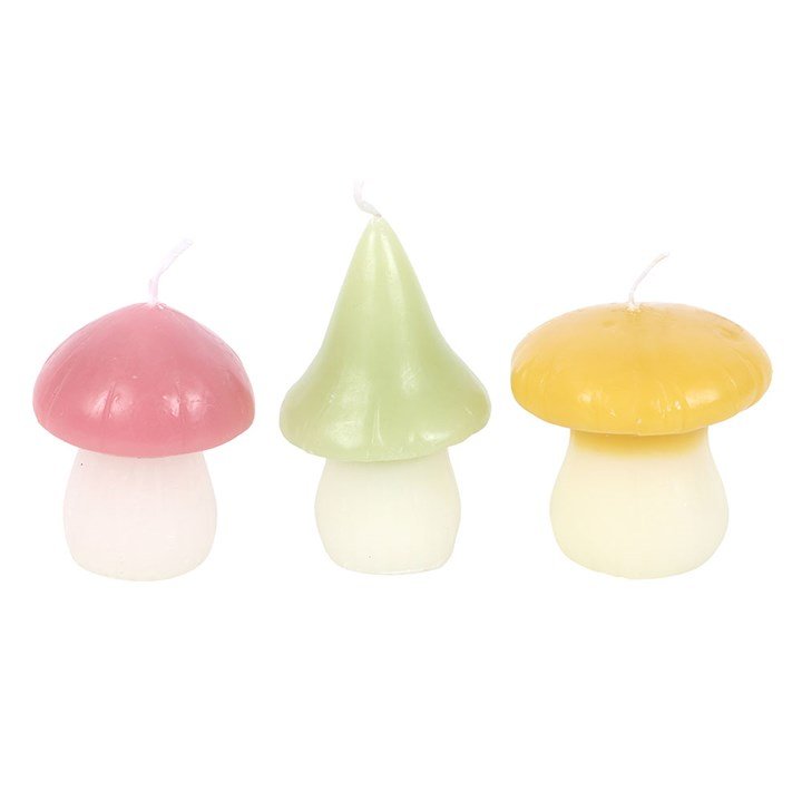 Set of 3 Pastel Mushroom Candles | Inspired Creative Gifts | UK Supplier