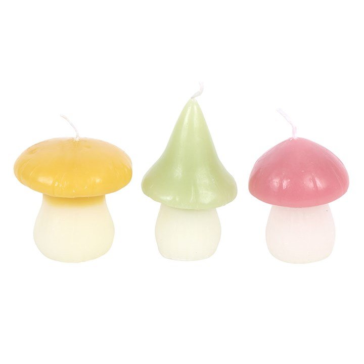 Set of 3 Pastel Mushroom Candles | Inspired Creative Gifts | UK Supplier