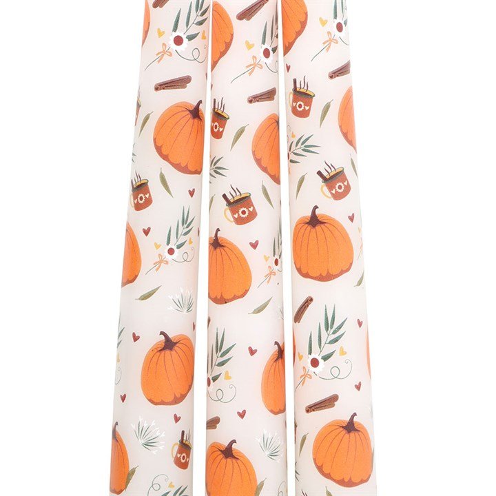 Set of 3 Pumpkin Taper Candles | Inspired Creative Gifts | UK Supplier