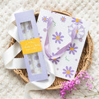 Set of 3 Purple Daisy Taper Candles | Inspired Creative Gifts | UK Supplier