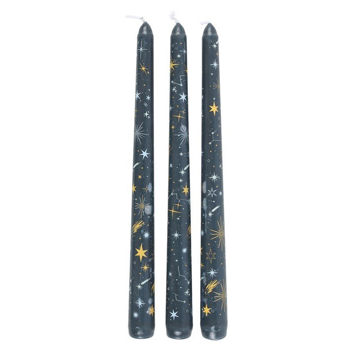 Set of 3 Starry Night Taper Candles | Inspired Creative Gifts | UK Supplier