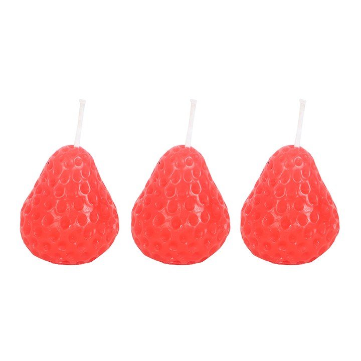 Set of 3 Strawberry Shaped Candles | Inspired Creative Gifts | UK Supplier