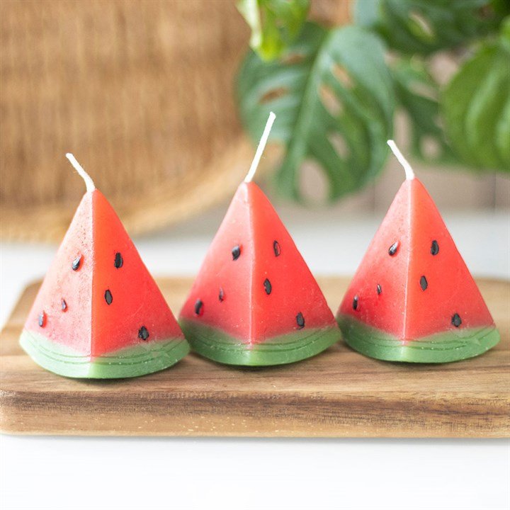 Set of 3 Watermelon Shaped Candles | Inspired Creative Gifts | UK Supplier