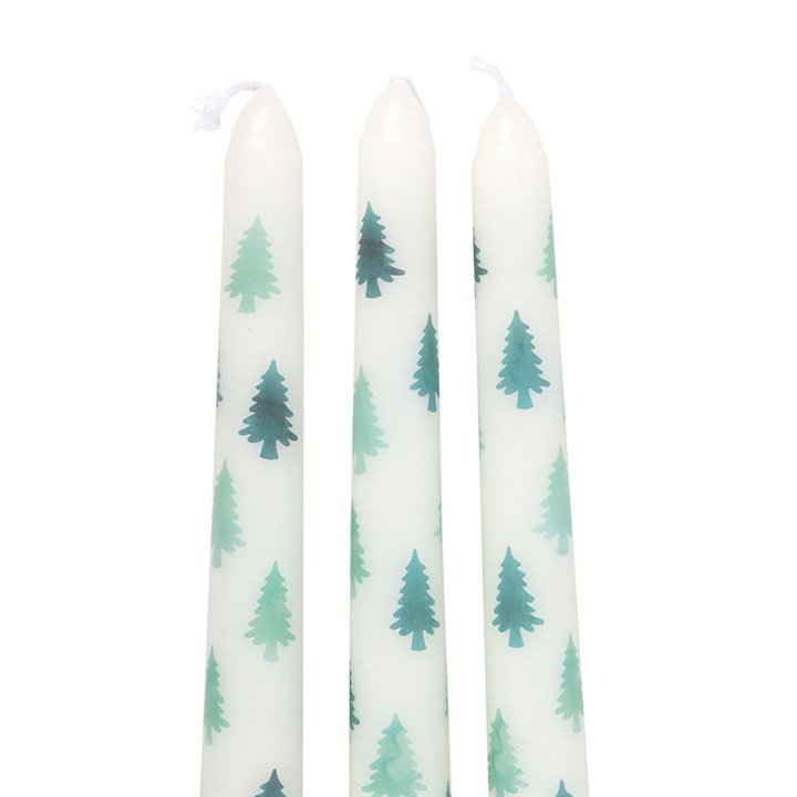 Set of 3 White Fir Tree Taper Candles | Inspired Creative Gifts | UK Supplier