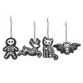 Set of 4 Black Creepy Skeleton Cookie Ornaments | Inspired Creative Gifts | UK Supplier