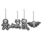 Set of 4 Black Creepy Skeleton Cookie Ornaments | Inspired Creative Gifts | UK Supplier