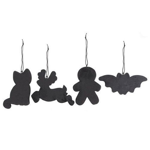Set of 4 Black Creepy Skeleton Cookie Ornaments | Inspired Creative Gifts | UK Supplier