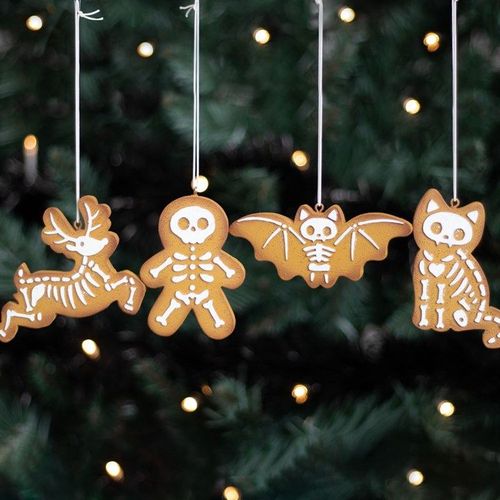 Set of 4 Creepy Skeleton Cookie Ornaments | Inspired Creative Gifts | UK Supplier