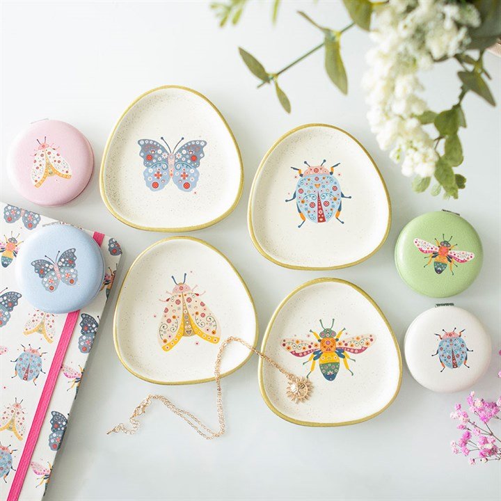 Set of 4 Floral Bug Trinket Dishes | Inspired Creative Gifts | UK Supplier