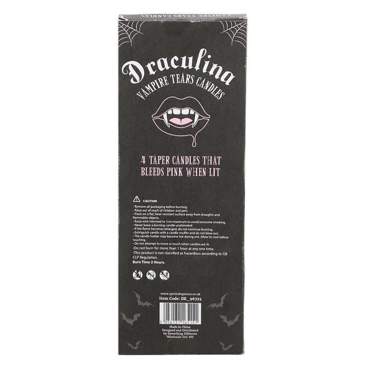 Set of 4 Pink Vampire Tears Taper Candles | Inspired Creative Gifts | UK Supplier