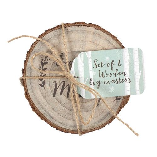 Set of 4 Printed Log Coasters | Inspired Creative Gifts | UK Supplier