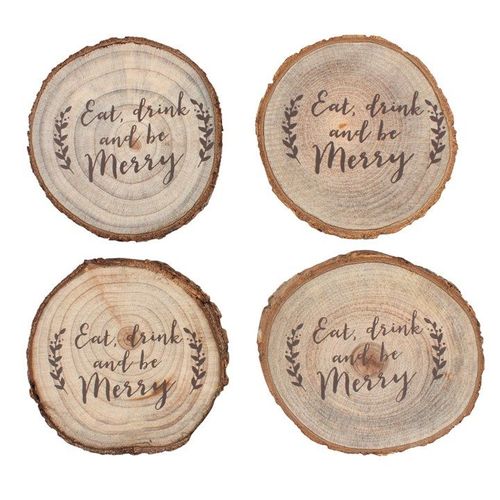 Set of 4 Printed Log Coasters | Inspired Creative Gifts | UK Supplier