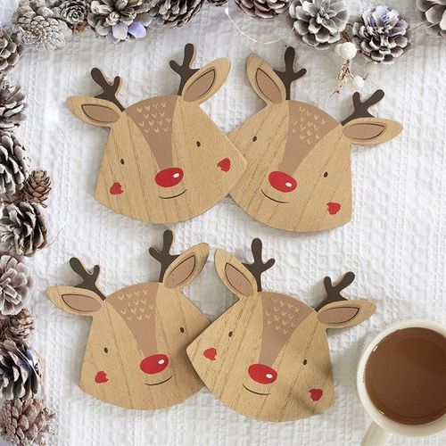 Set of 4 Reindeer Coasters | Inspired Creative Gifts | UK Supplier